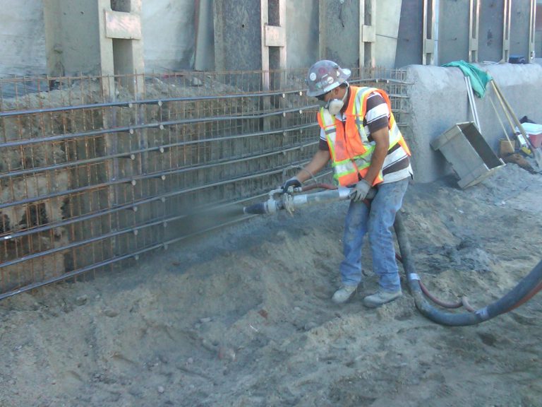 spraying gunite